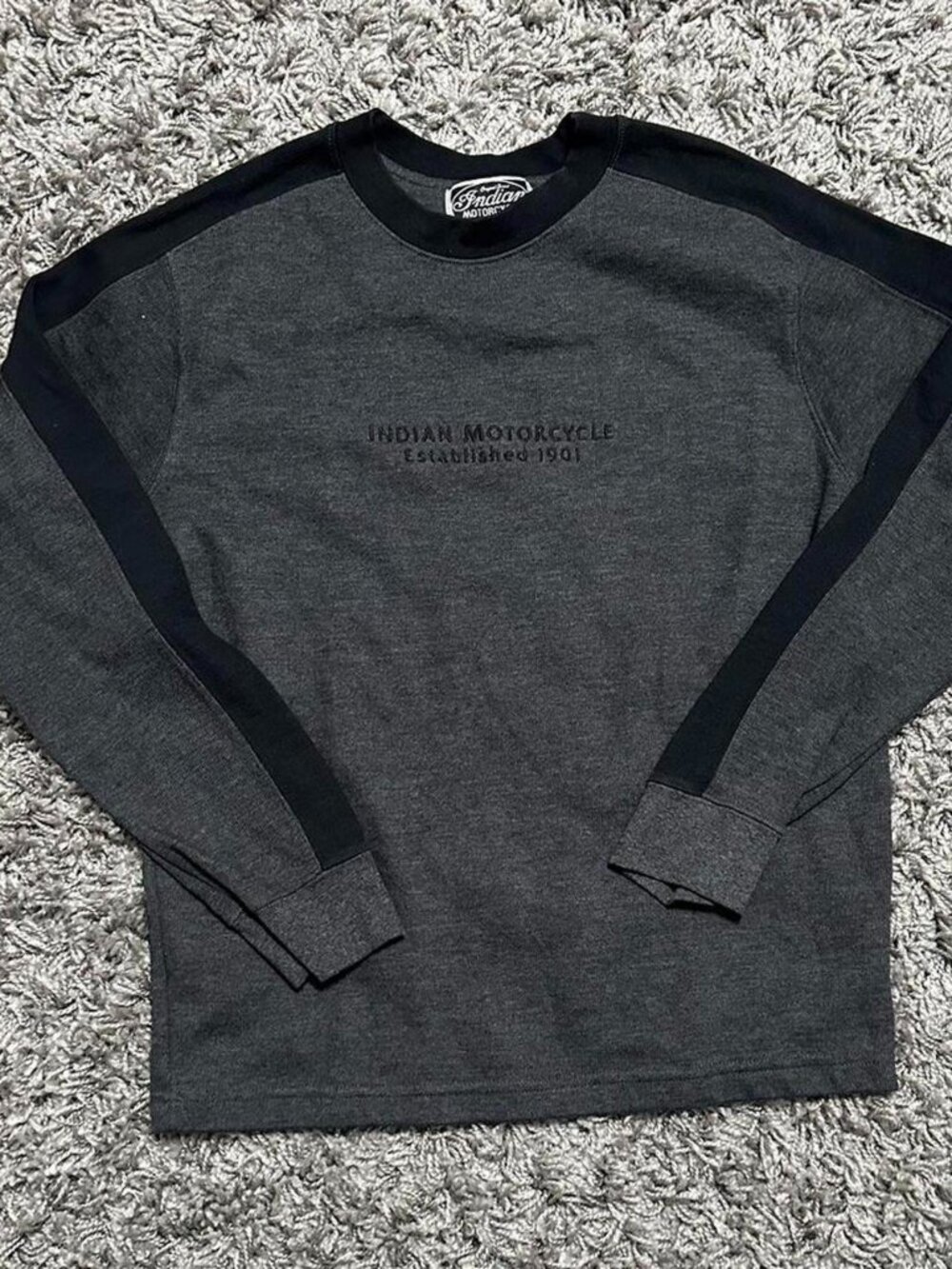 Indian Motorcycle Thick Gray and Black Long Sleeve Size S